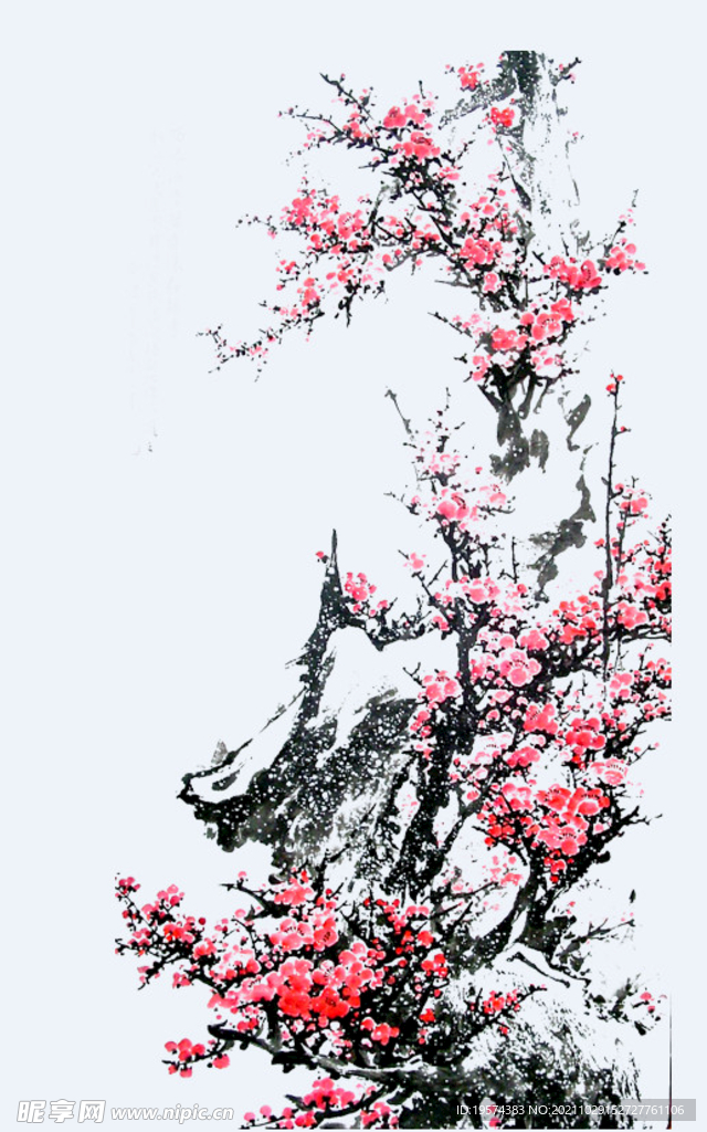 中国风水墨花卉PNG免扣