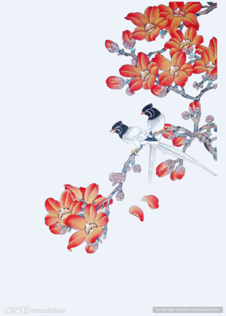 中国风水墨花卉PNG免扣