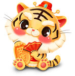 手绘新春虎年金虎送福财源滚滚