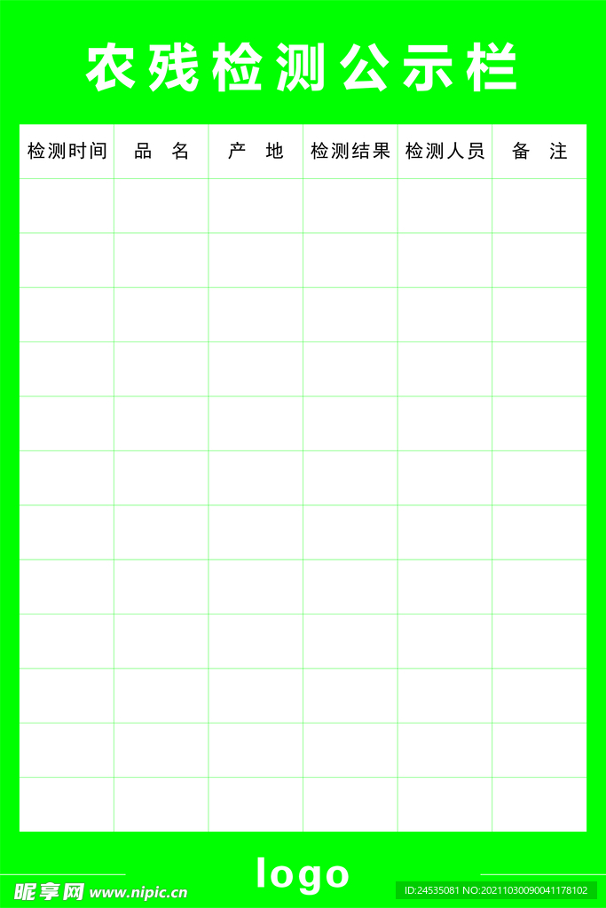 农残检测公示栏