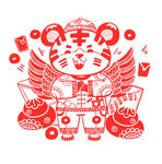 2022春节虎年剪纸中国风喜庆