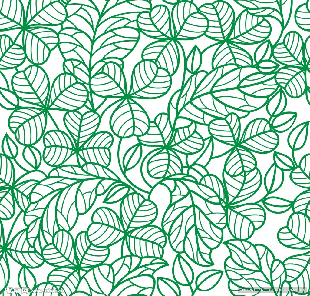 绿叶叶子脉络矢量图形