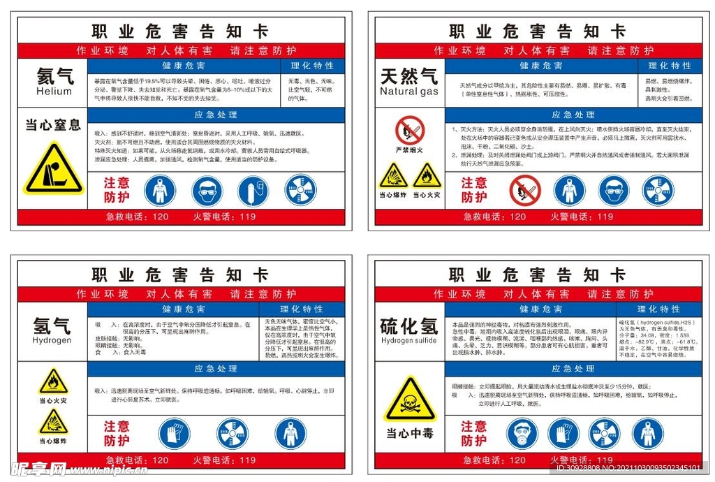 有害气体职业危害告知卡