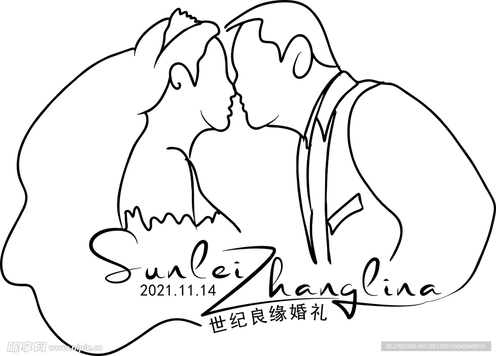 婚纱照婚礼LOGO侧脸轮廓