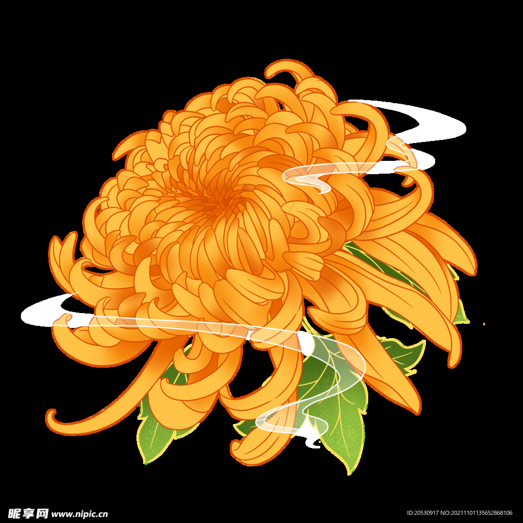 重阳节国潮风祥云菊花