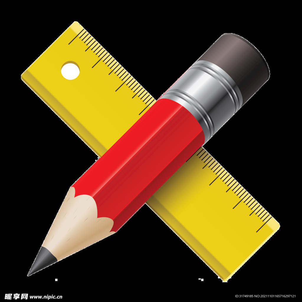 C4D铅笔直尺镂空素材