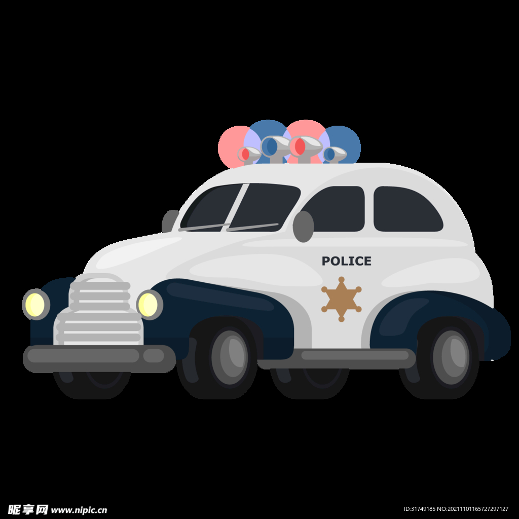 C4D卡通警车镂空素材