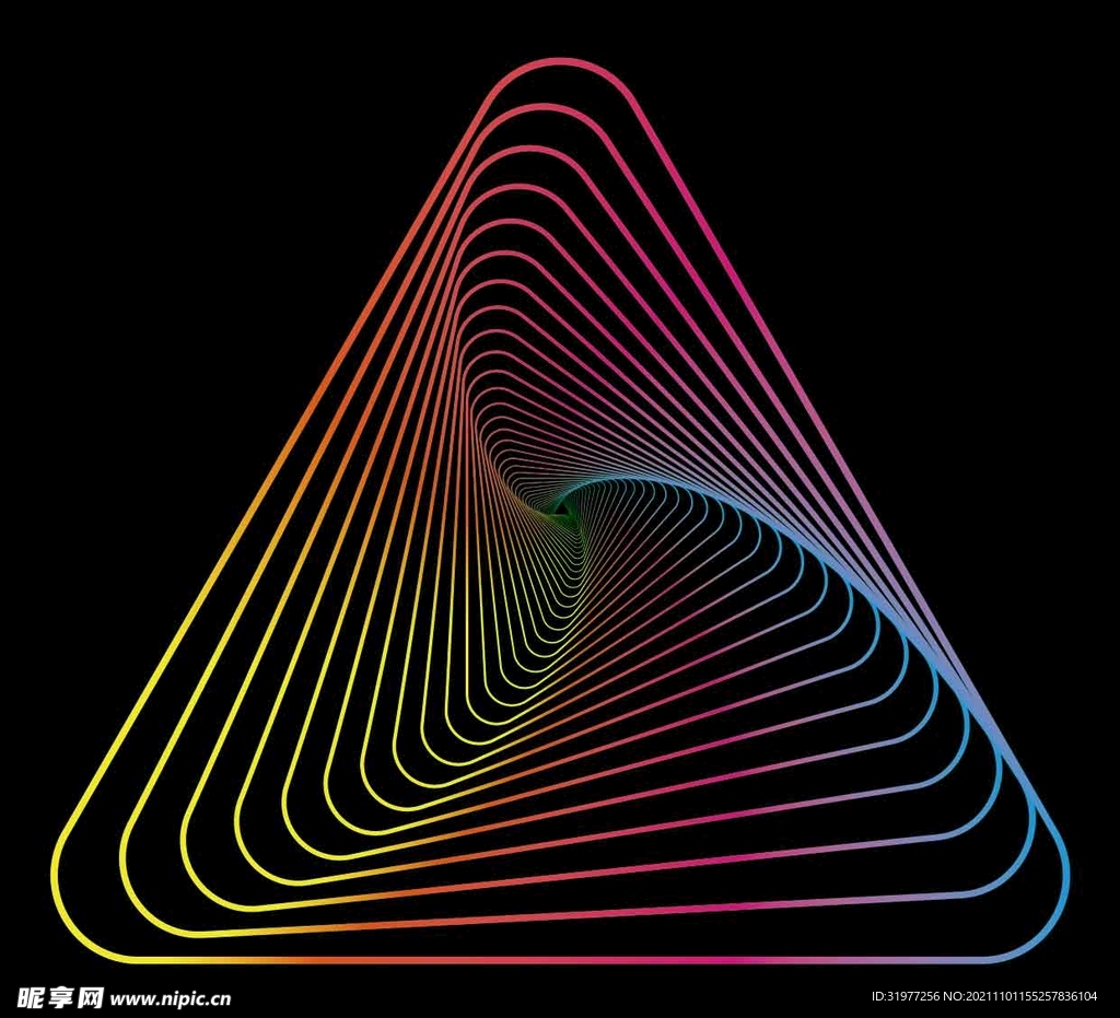多维旋转彩色渐变三角线条