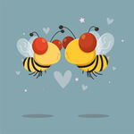 手绘矢量图卡通爱心可爱小蜜蜂