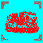 牵骆驼剪纸