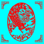 孔雀牡丹剪纸
