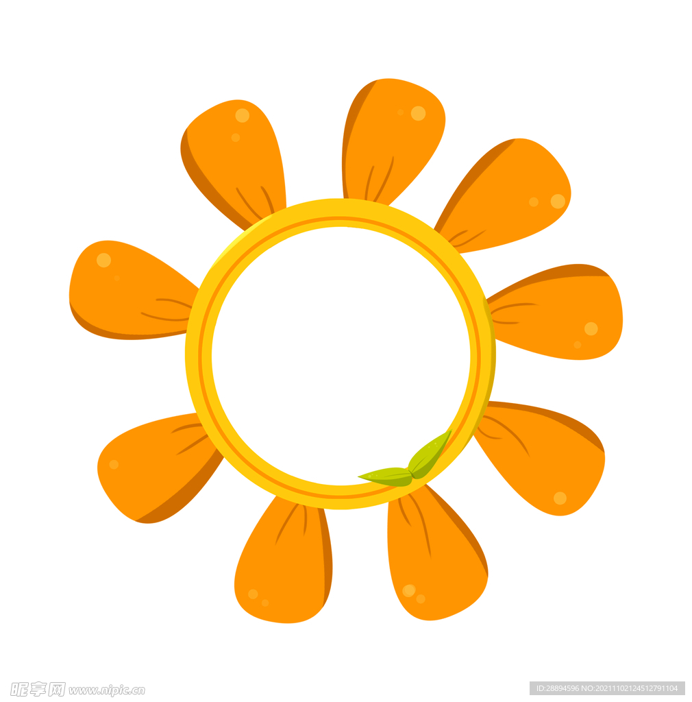 太阳花可爱的边框手绘黄色