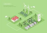 矢量绿色环保新能源风力发电插画