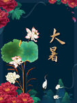 大暑荷花牡丹海报