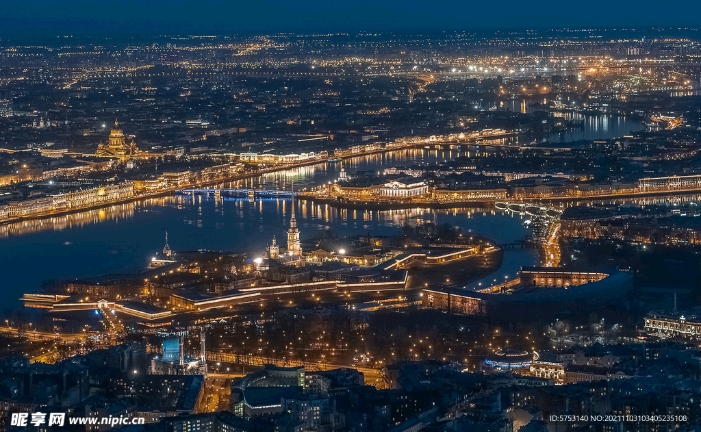 城市夜景鸟瞰