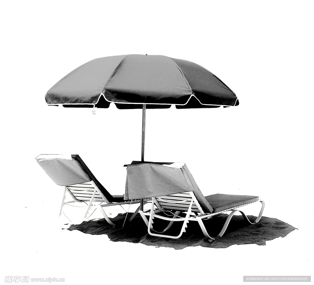 夏日度假遮阳伞躺椅