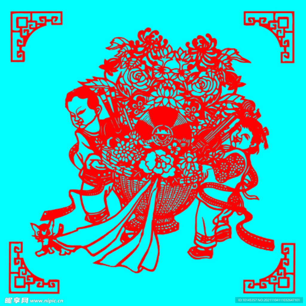 花篮剪纸