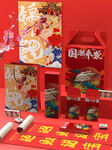 红色国潮风中式新年智能贴图样机