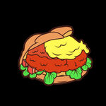 肉夹馍汉堡肉饼蔬菜美食插画手绘