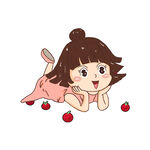手绘卡通可爱女孩png元素