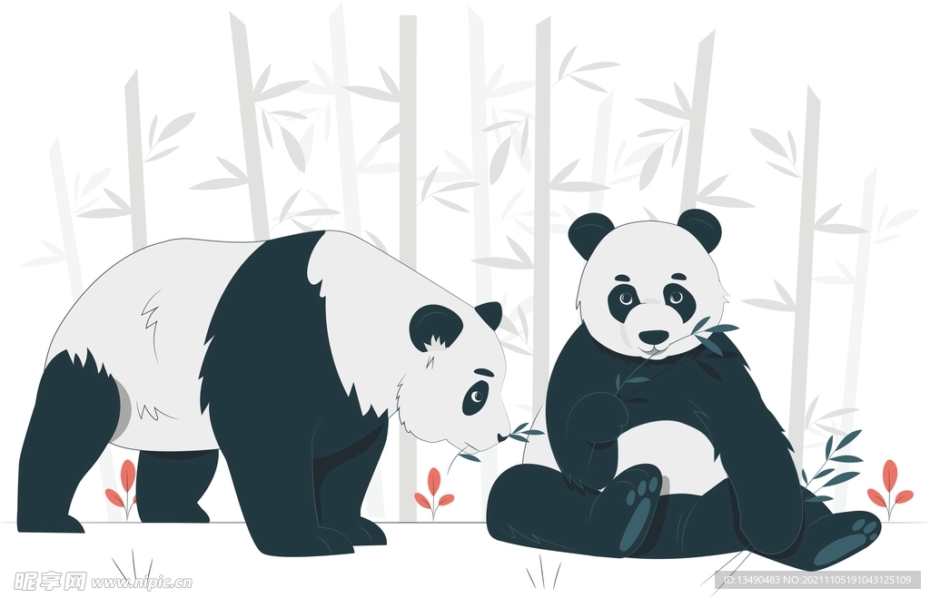 熊猫 矢量 竹子
