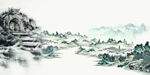 手绘山水风景水彩图 