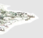 手绘山水风景水彩图 