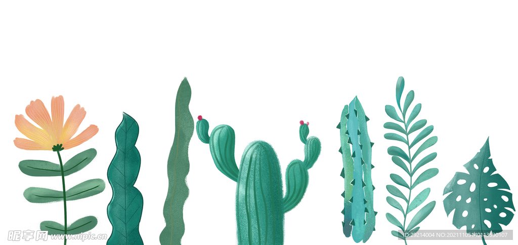 植物手绘插画元素