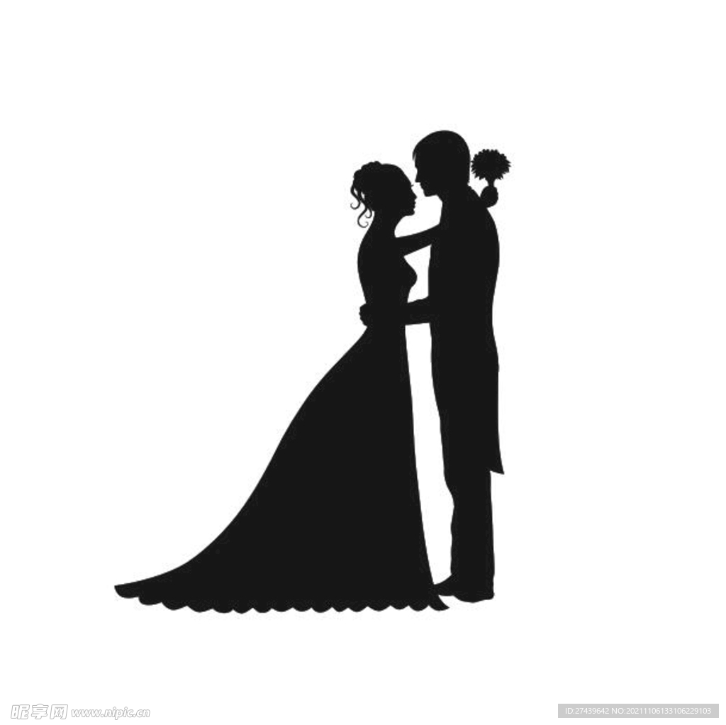 婚礼剪影矢量 