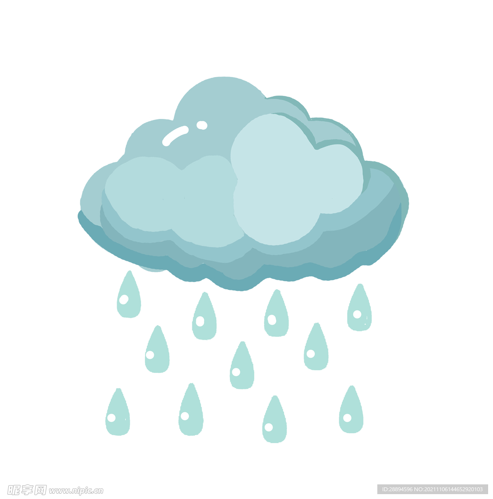 手绘云朵雨水插画