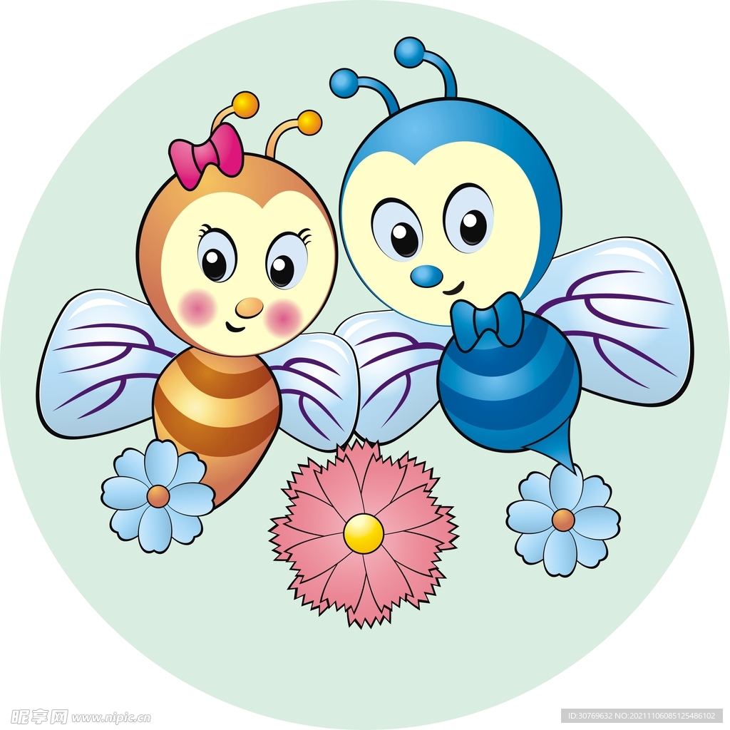 小蜜蜂logo矢量人形眼睛花朵
