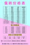 蛋糕价格表