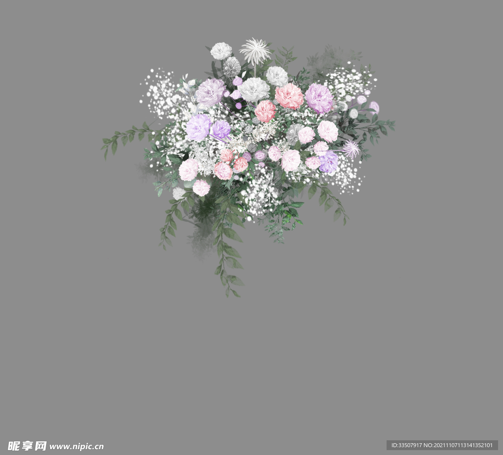 白粉紫婚礼花艺