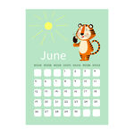 虎年可爱卡通彩色日历6月