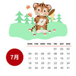 年可爱卡通彩色日历套图7月