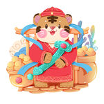 2022虎年春节财神金元宝卡通