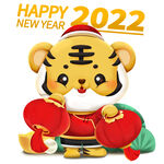 2022新年卡通立体虎拿灯笼