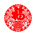 虎年春节福字虎头剪纸窗花