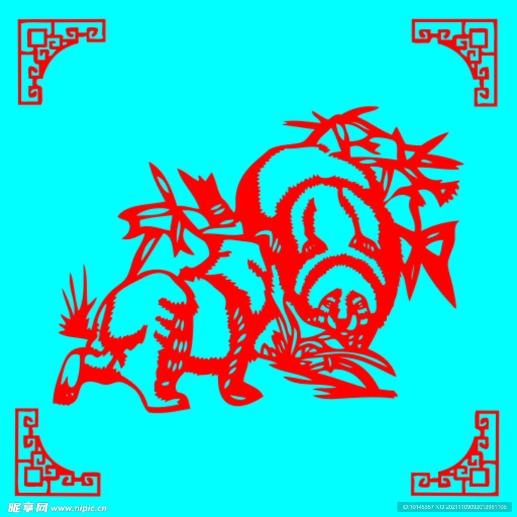 熊猫剪纸