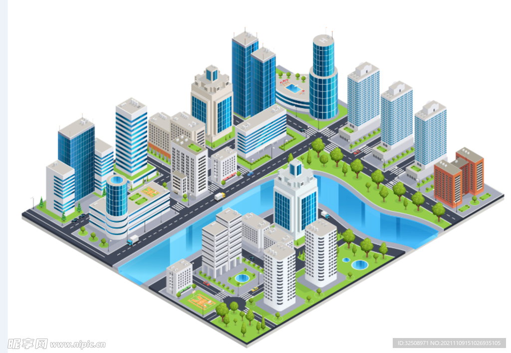 城市社区2.5D矢量