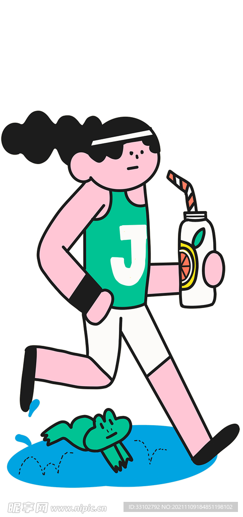 卡通人物 卡通跑步女孩