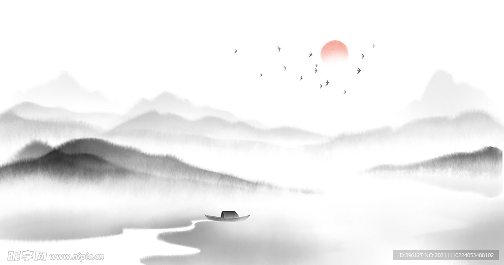 水墨画山水