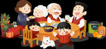 中国风新年元素卡通人物插画