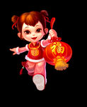 中国风新年元素卡通人物插画
