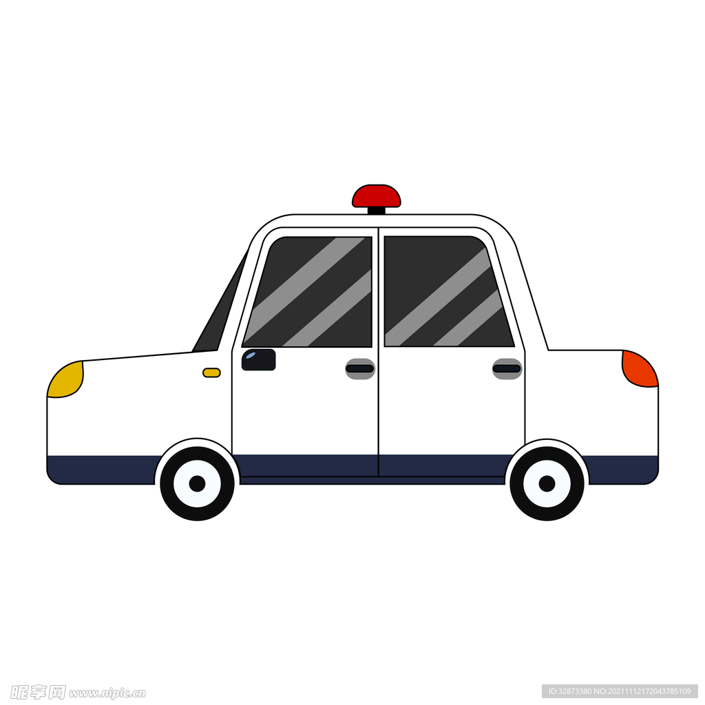 手绘矢量图简单卡通警车