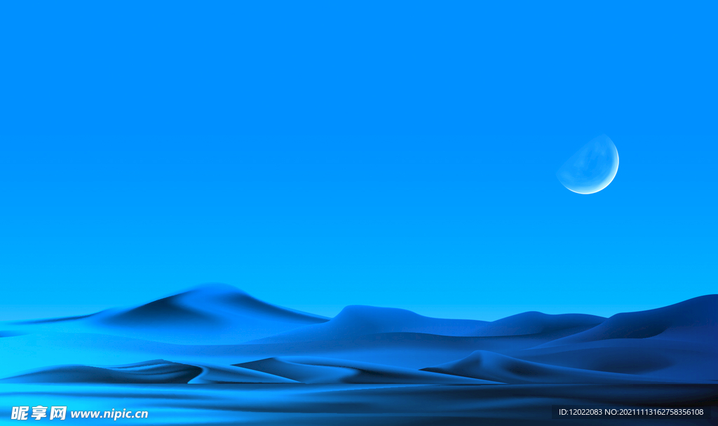 蓝色月夜背景图
