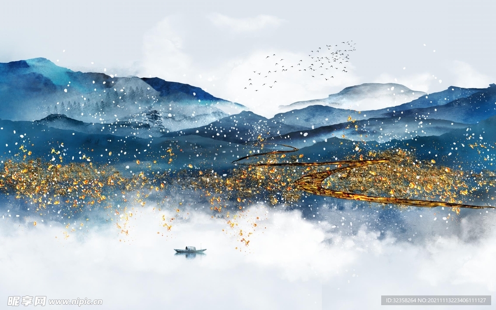 抽象山水禅意意境水墨装饰画