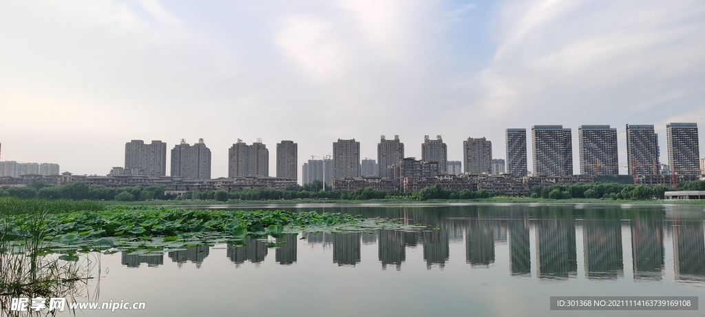 城市湖景