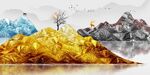 麋鹿金色山水意境晶瓷画