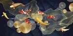 金色九鱼图艺术装饰画